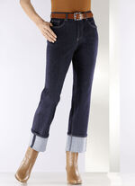 Magische jeans met oprolbare manchetten DONKERBLAUW