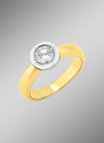 Elegante damesring in bicolor met diamant 