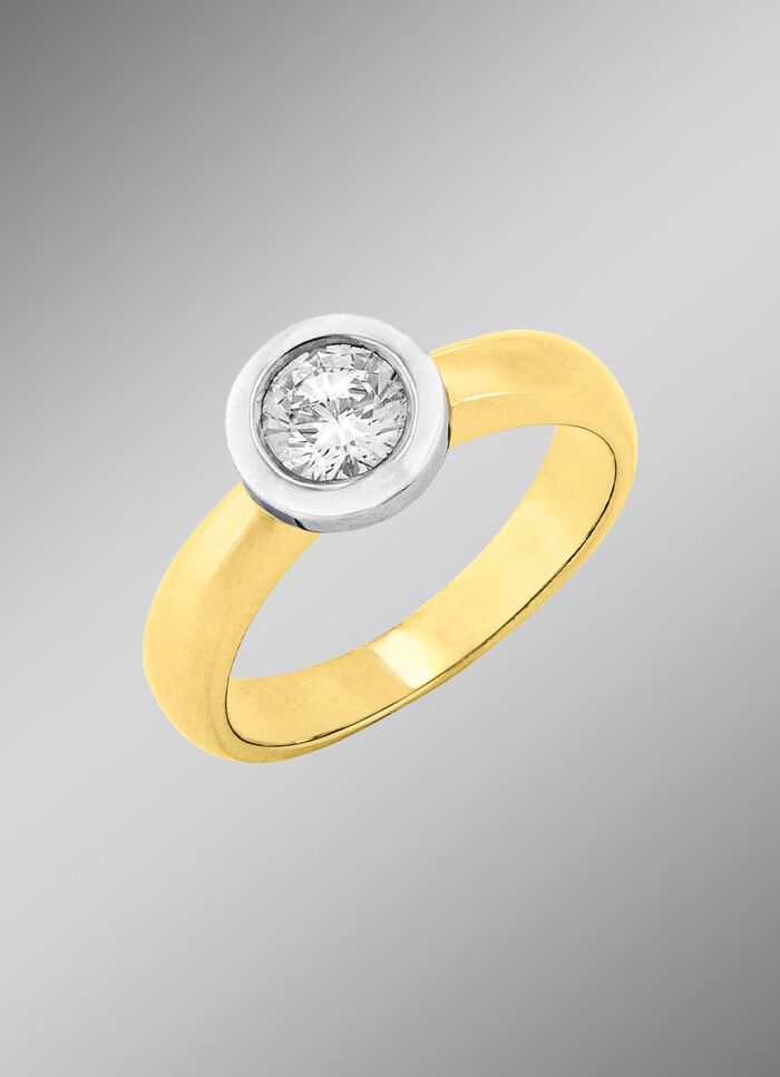 Elegante damesring in bicolor met diamant 