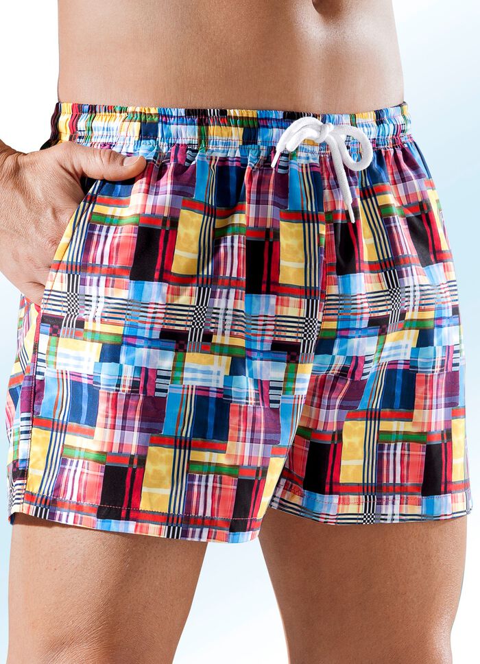 Zwemshort, geruit, microvezel 