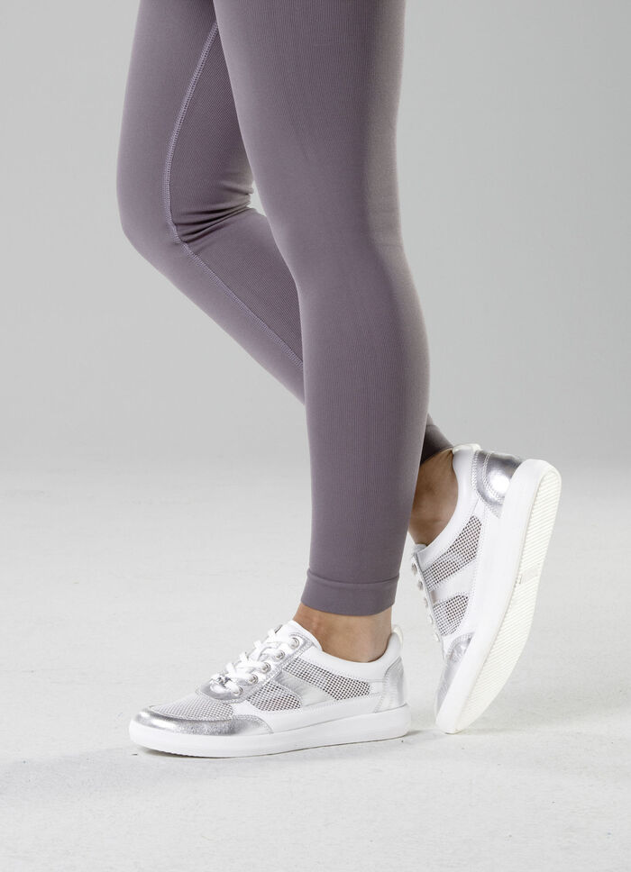 ELENA EDEN sneakers van nappaleer en luchtig textiel in mesh-look WEISS-SILBER