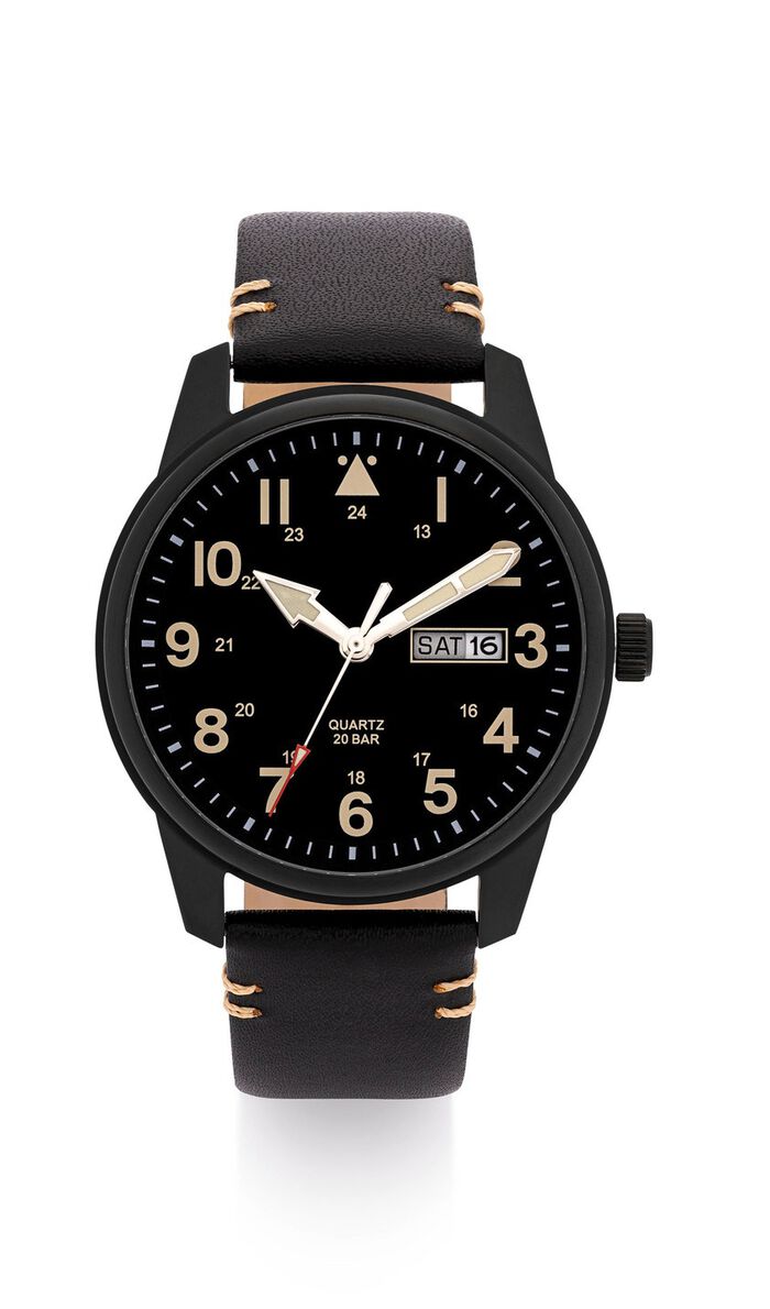 Para Quartz herenhorloge in pilotenlook 
