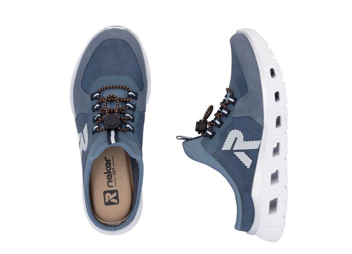 Rieker pantoffels met elastisch snelvetersysteem met stopper 