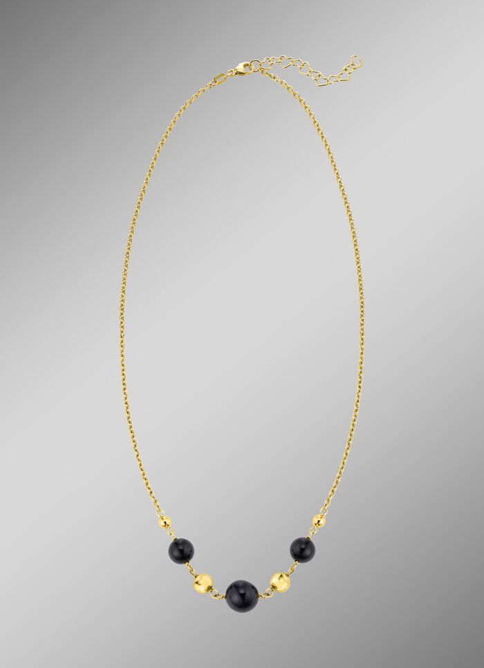 Halsketting met echte zwarte agaat 