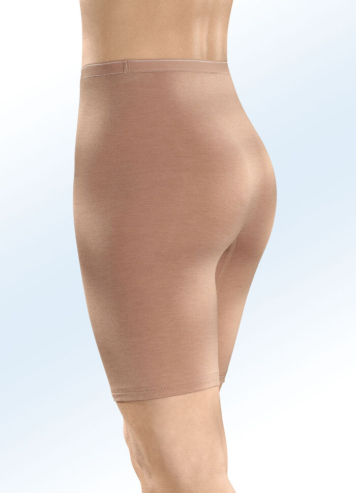 Sylvia Speidel set van twee lange broeken met comfortabele elastische tailleband 1x GEM&Ecirc;LEERDE KARAMEL, 1x ZWART