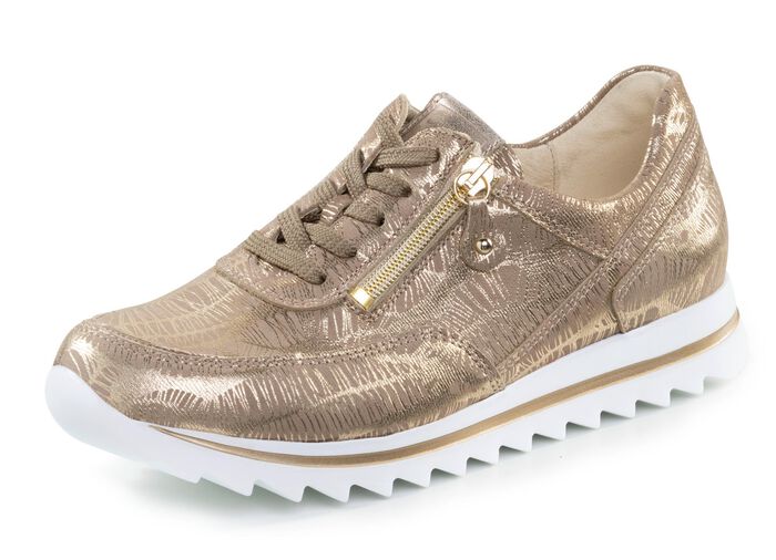 Waldl&auml;ufer vetersneakers van effectief nubuckleer met reli&euml;f ANTIEK GOUD