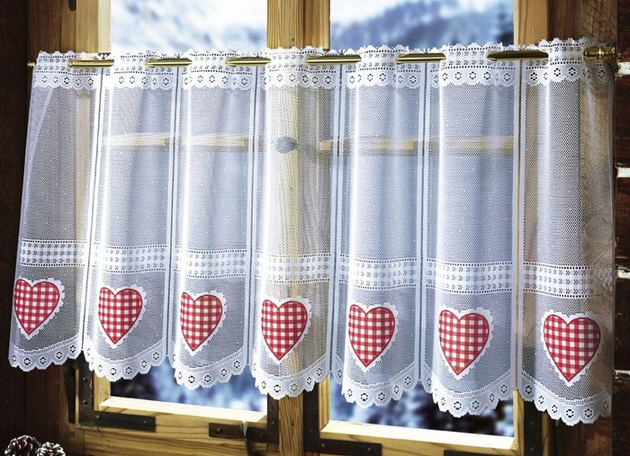 Korte jaloezie met thermisch printmotief met rood hart 