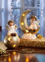 Verlichte engel WEISS-GOLD