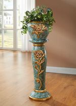 Zuil met plantenbak van Italiaans keramiek GROEN-GOUD