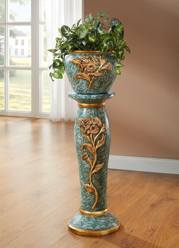 Zuil met plantenbak van Italiaans keramiek GROEN-GOUD