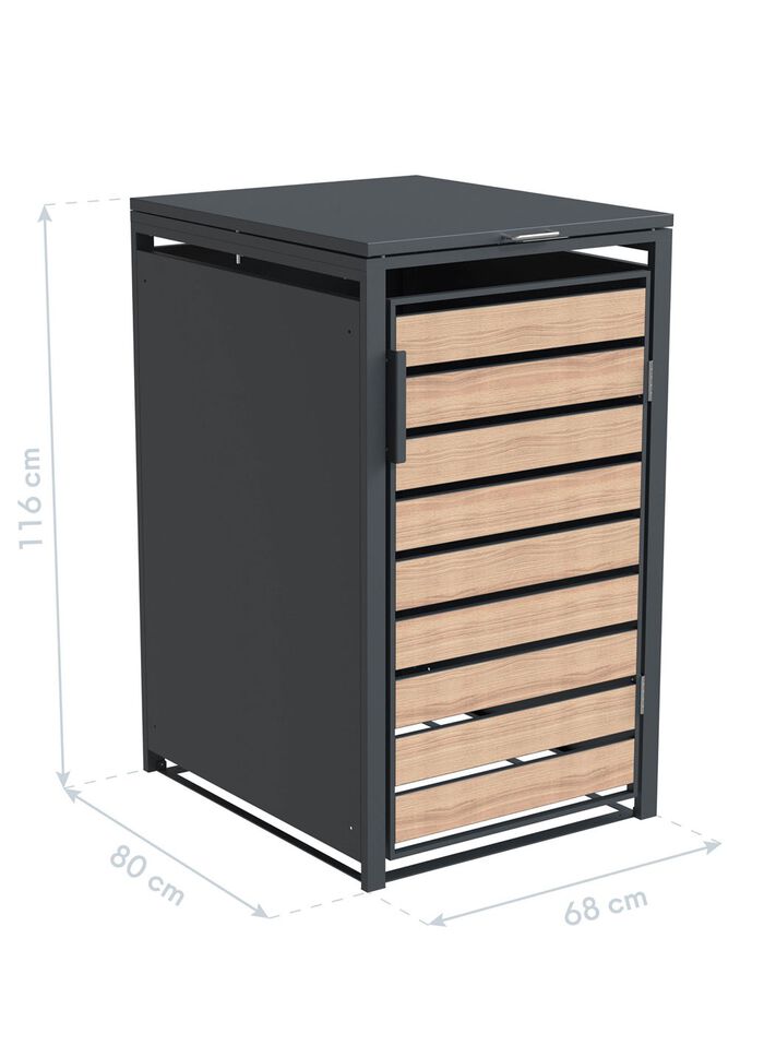 Afvalcontainerbox "Lacina", deuren in houtlook 