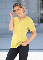 Shirt met decoratieve halslijn in 3 kleuren GEEL