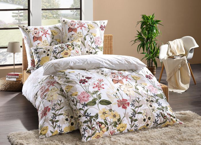 Biberna beddengoedset van renforc&eacute; met print NATUREL