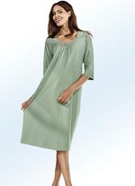 Set van drie nachthemden, 3/4-mouwen met kant bij het decolleté groen/lila/beige