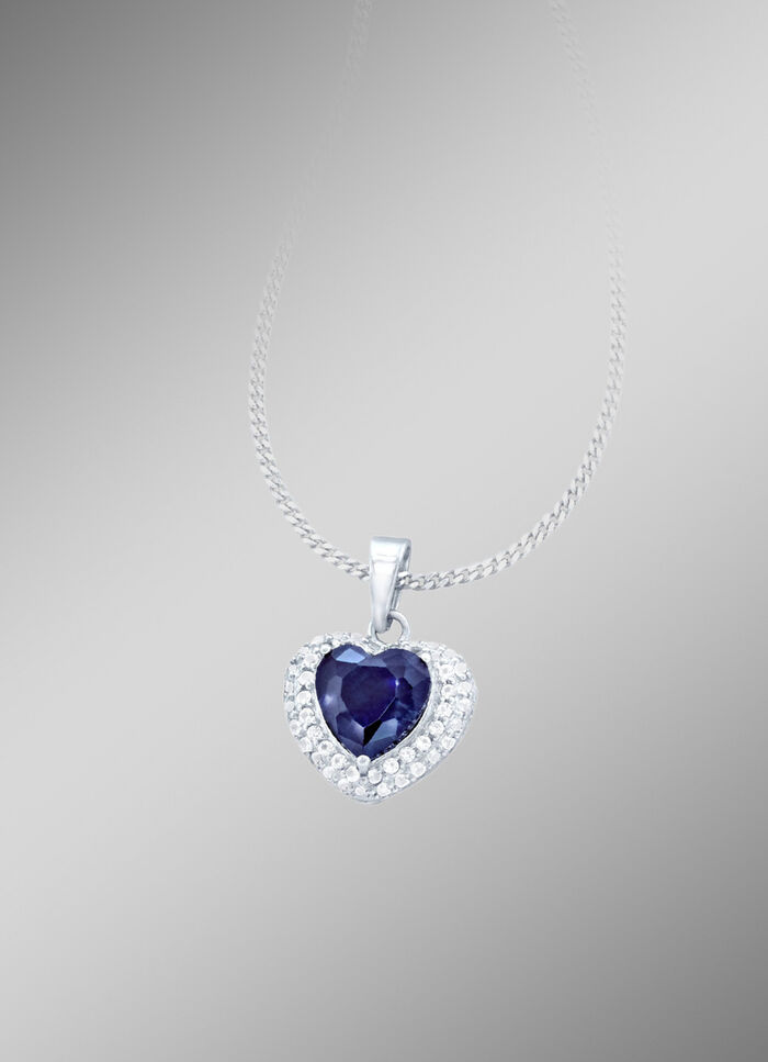 Hartvormige kettinghanger met saffier