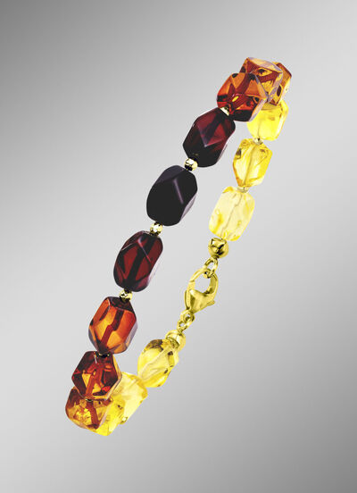 Elegante armband met barnsteen en hematiet 