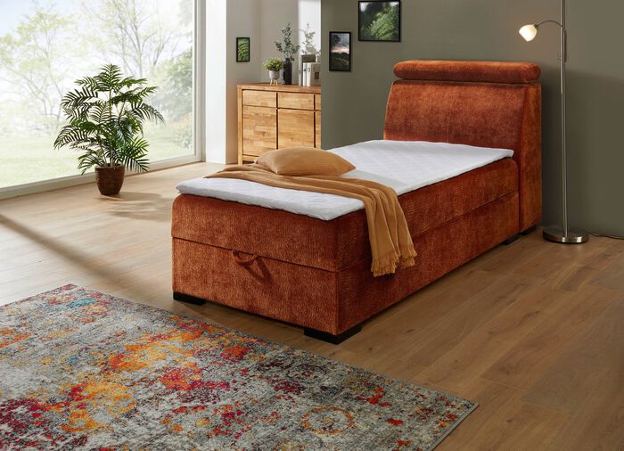 Boxspringbed op hoogwaardig frame van echt hout TERRACOTTA