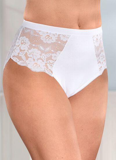 Laurina vierpack slips met elastische kant 