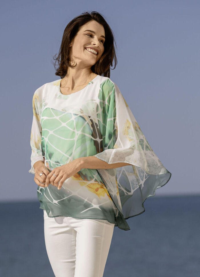 Poncho-tuniek met geïntegreerd tanktopje