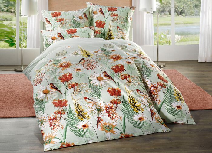 Hoogwaardige Biberna beddengoedset met natuurlijk printmotief LINDE