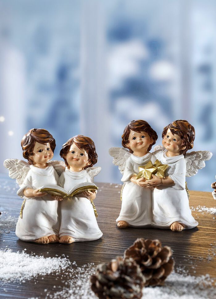 Paar polyresin engelen, set van 2 