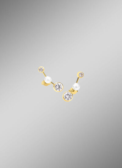 Prachtige oorbellen met zoetwaterparels en zirkonia 