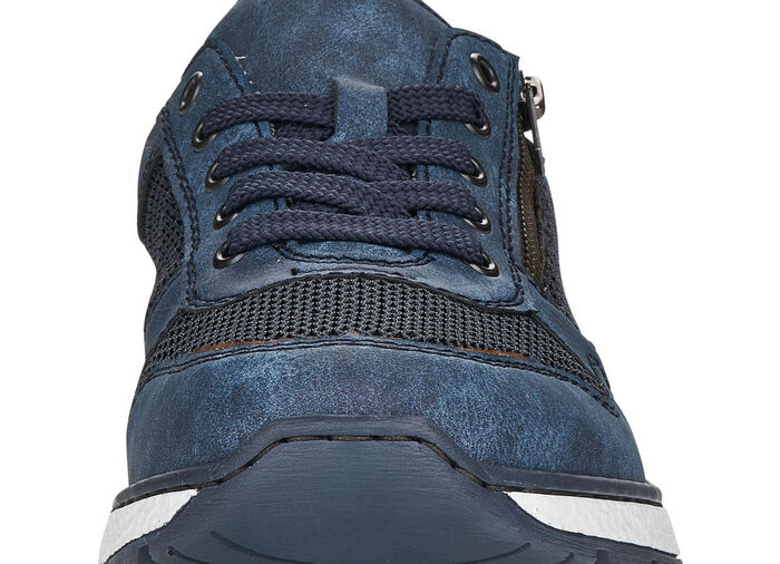 Rieker, comfortabele herensneakers, breedte H, met uitneembaar voetbed BLAUW-BRUIN