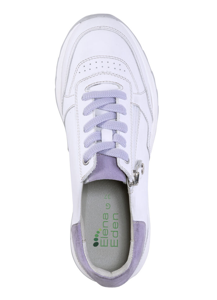 ELENA EDEN veterschoen van nappaleer met su&egrave;de details WIT-LILA