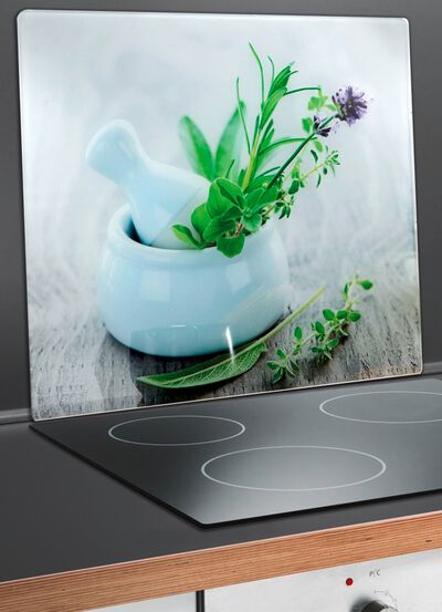 Glazen wandpaneel, kruidentuin 