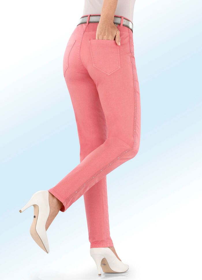 Elegante jeans met decoratief lint en strass-steentjes FLAMINGO