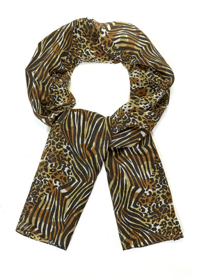 Sjaal met roofdierbont en zebramotief 