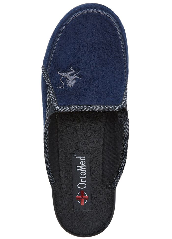 Tweepack klassieke herenpantoffels, breedte H, met elastische band BLAUW-ZWART