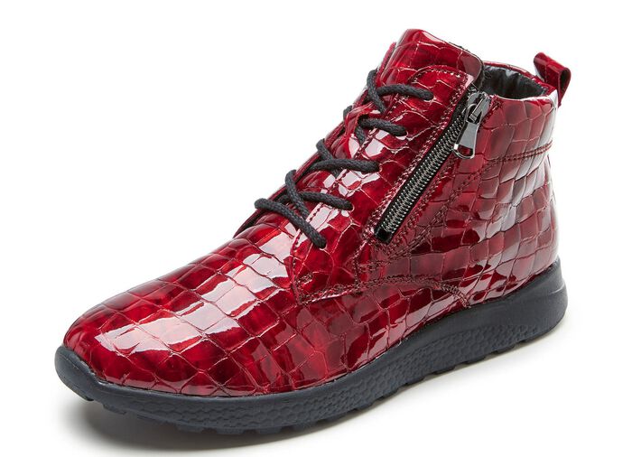 Waldl&auml;ufer veterlaarzen van elegant lakleer met krokodillenreli&euml;f ROOD