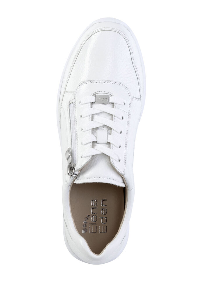 ELENA EDEN sneakers van fijn glanzend, generfd hertennappaleer WIT