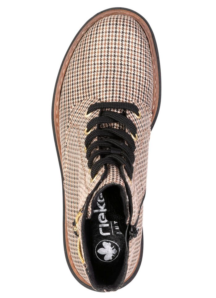 Rieker, trendy dames enkellaarsjes, winterschoenen, met rits BEIGE-ZWART