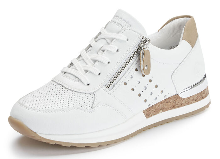 Remonte sneakers met decoratieve perforaties eronder WIT-ZAND
