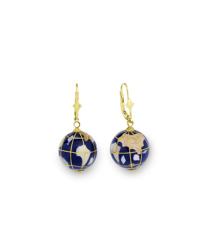 Wereldbol oorbellen met echte lapis lazuli 