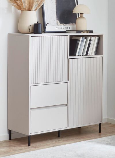 Highboard met uitgebreide gegroefde voorkant 