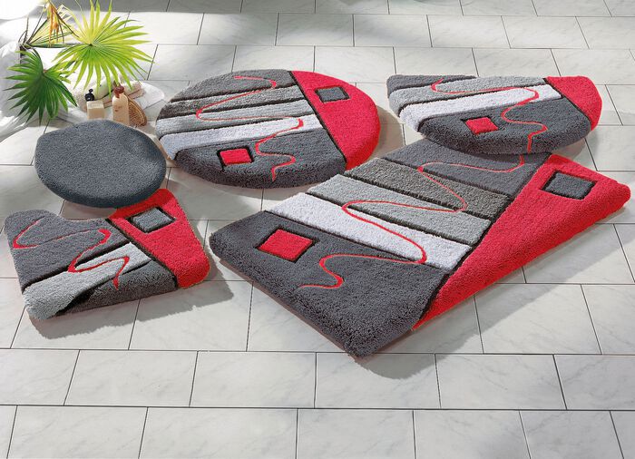 Handgemaakte badkamerset in harmonieuze kleuren GRIJS-ROOD