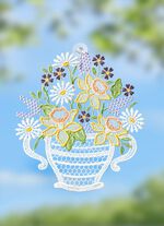 Raamdecoratie van echt kantwerk uit Plauen 