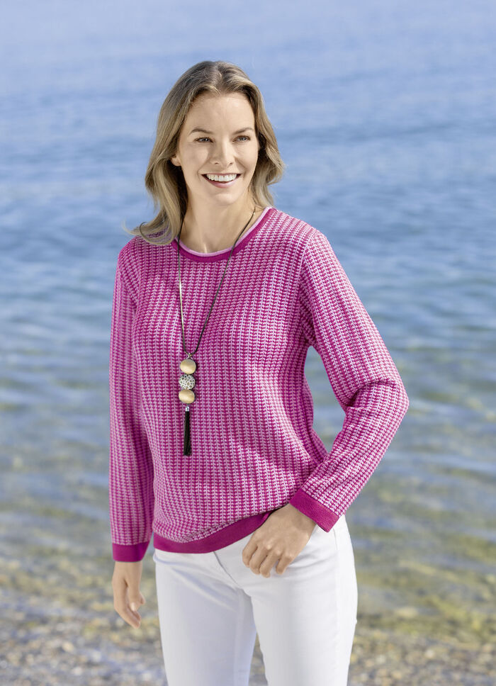 Trui met all-over textuur MAGENTA-ROSÉ