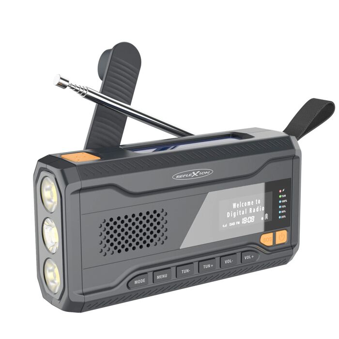 Solar crankradio met DAB+ en FM-tuner 