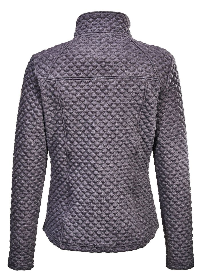 Modieus damesstretchjack met jacquard doorgestikt patroon GRAFIET