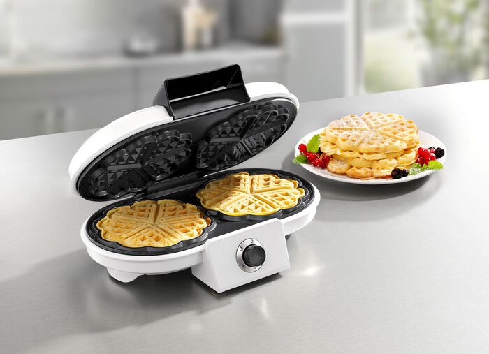 Dubbel wafelijzer voor 2 hartvormige wafels 