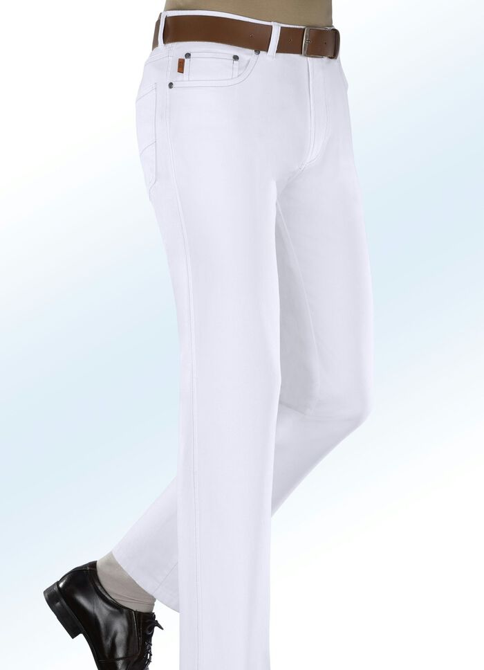 Broek "Francesco Botti" met elastische tailleband in 2 kleuren WIT