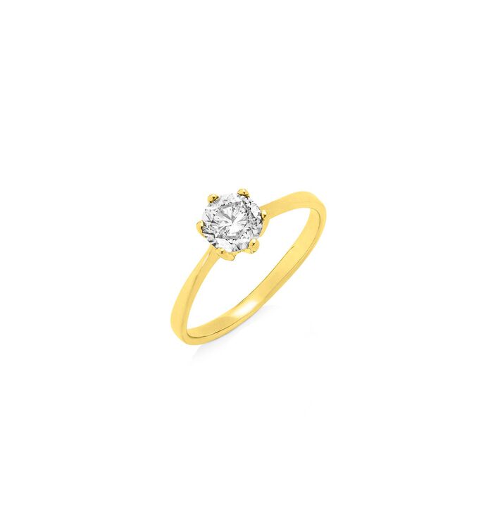 Massieve damesring met briljant 