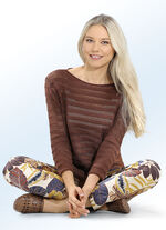 Broek met glanzende gekleurde inkjetprint 