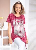 Lang shirt met contrastprint in 2 kleuren BORDEAUX BATIK