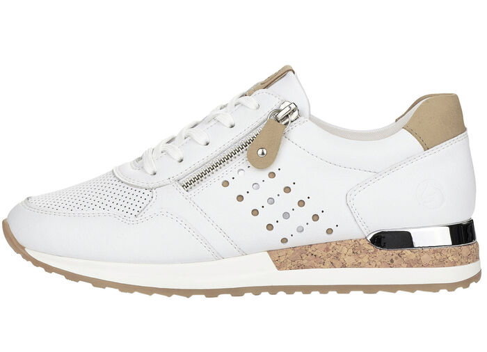 Remonte sneakers met decoratieve perforaties eronder WIT-ZAND
