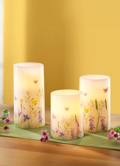 LED-kaarsen van echte was, set van 3, met afstandsbediening 